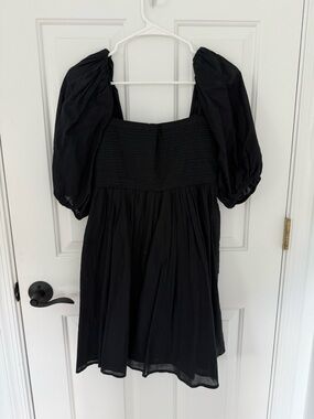 Abercrombie & Fitch Emerson Linen Black Puff-Sleeve Square-Neck Women’s Dress